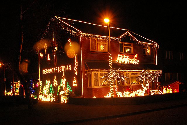 House with Christmas lights