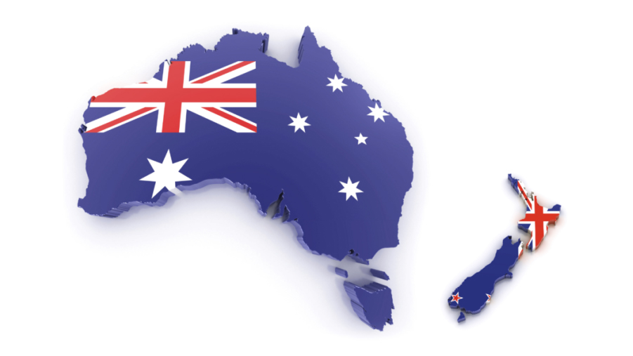 nz australia maps flags