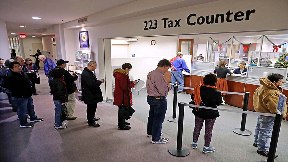 lining up to pay taxes