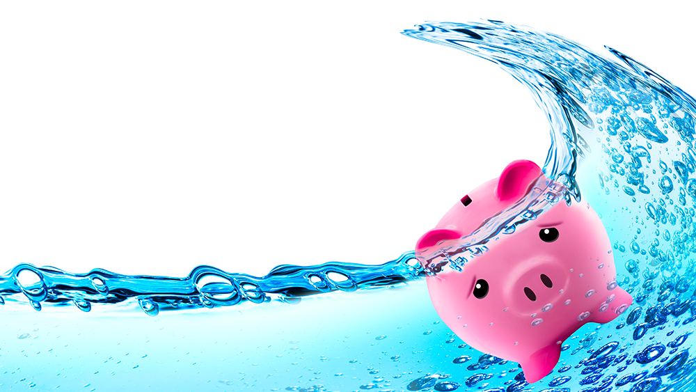 piggy bank under water