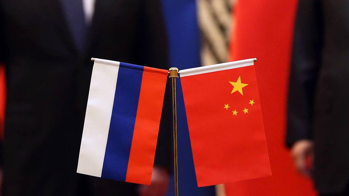 Russia and China flags