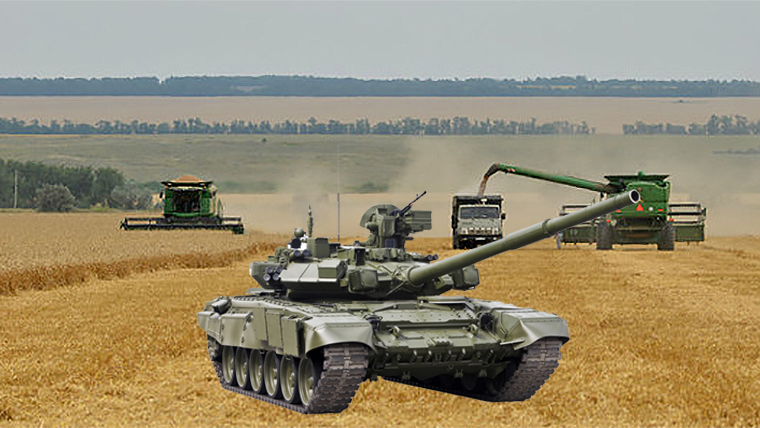 Tank in harvest field