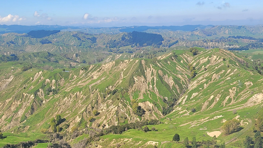 Steeply eroding lands in the Wairoa district, April 2022