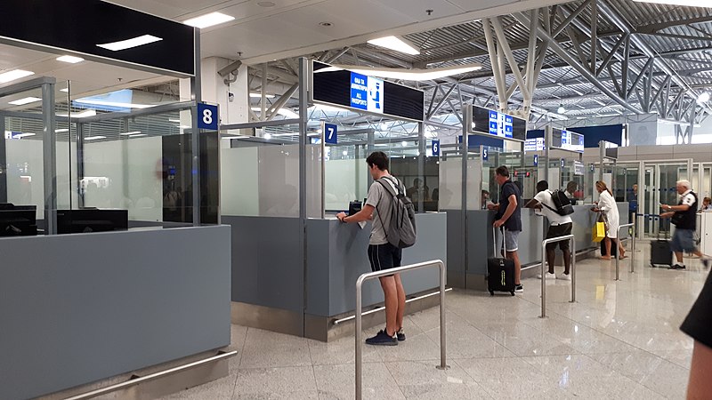 Passport counters at airport