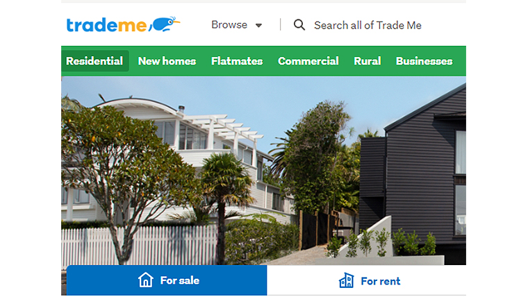 Trade Me Property homepage
