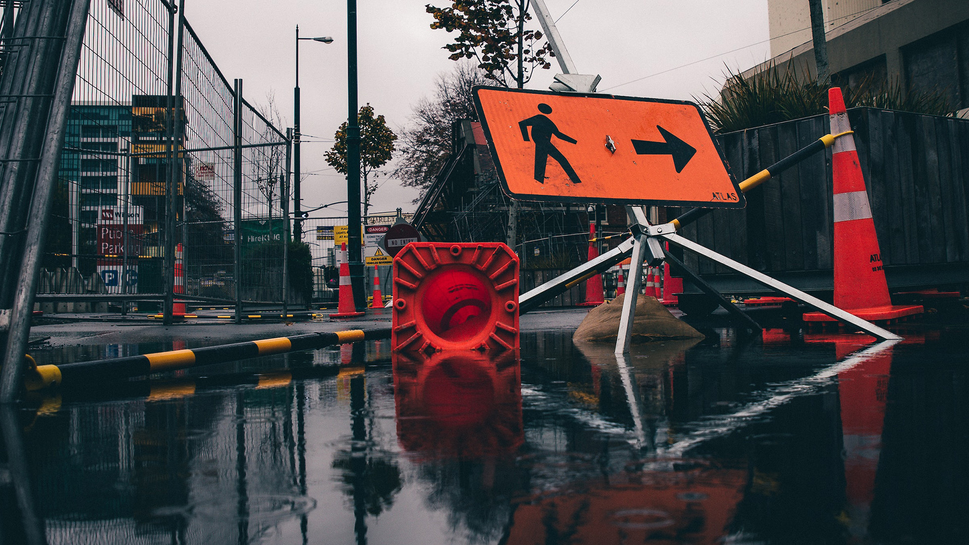 Flooded construction site 