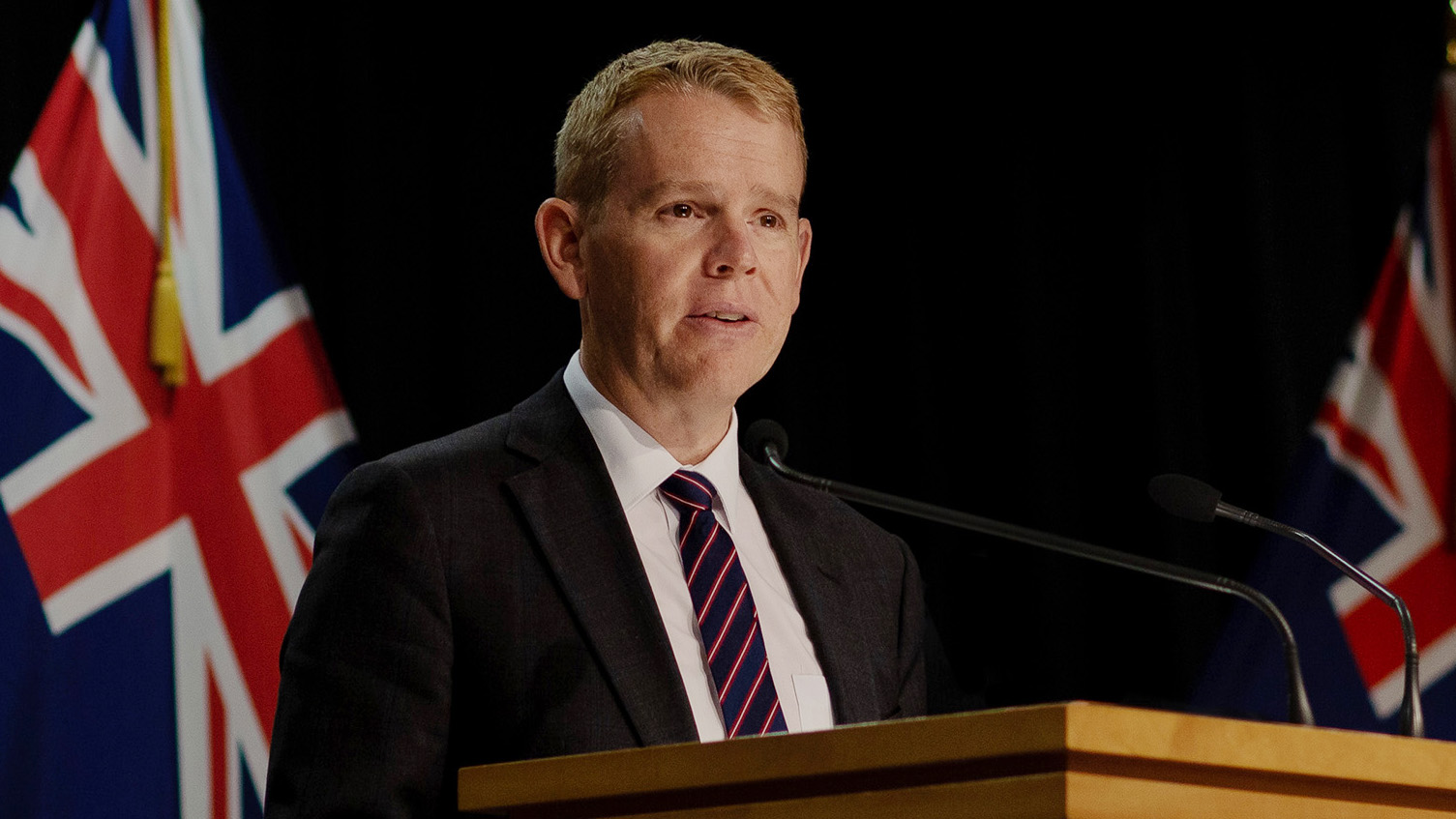 Prime Minister Chris Hipkins at a podium