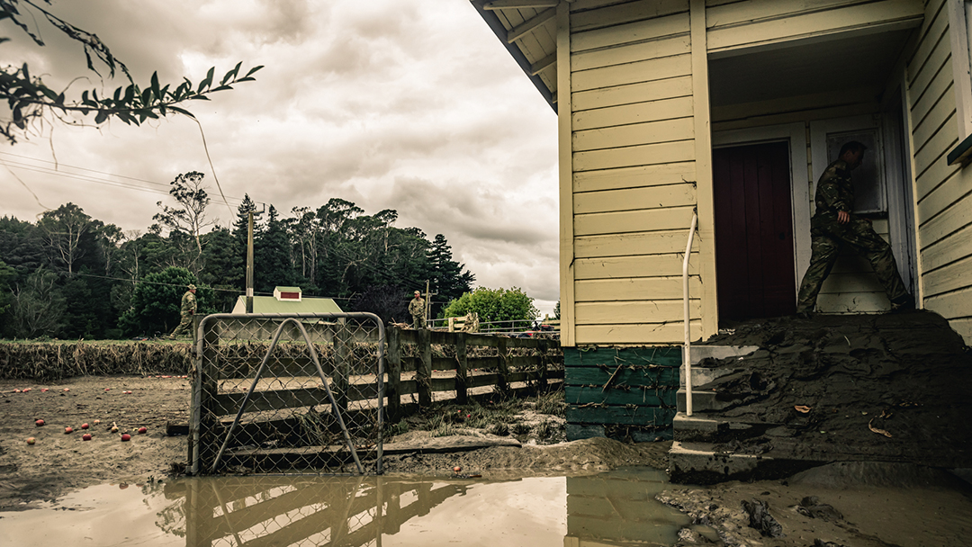 The NZ Defence Force delivers essentials and does welfare checks in Hastings after Cyclone Gabrielle.