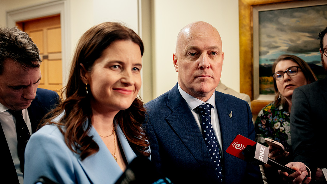 The National Party's deputy leader Nicola Willis and leader Christopher Luxon answer questions in Parliament 