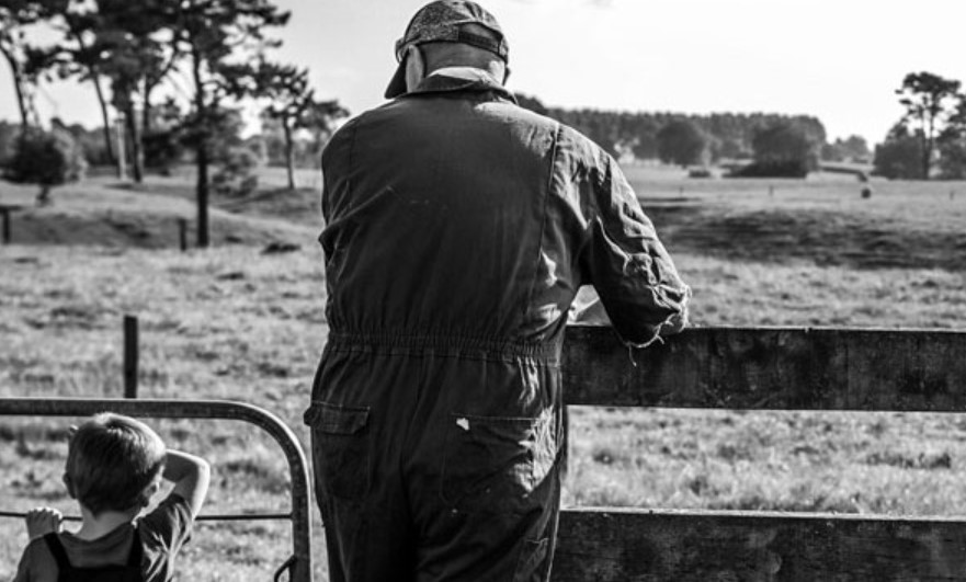 Farmer and son