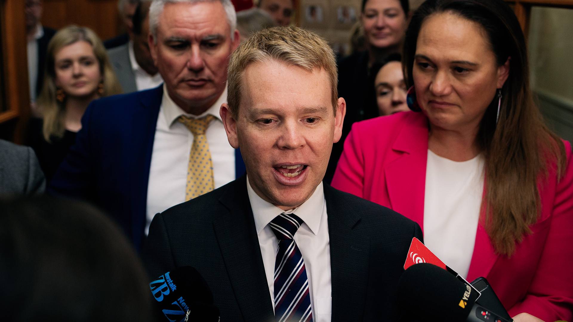 Chris Hipkins speaks to media after a four hour caucus meeting on Tuesday
