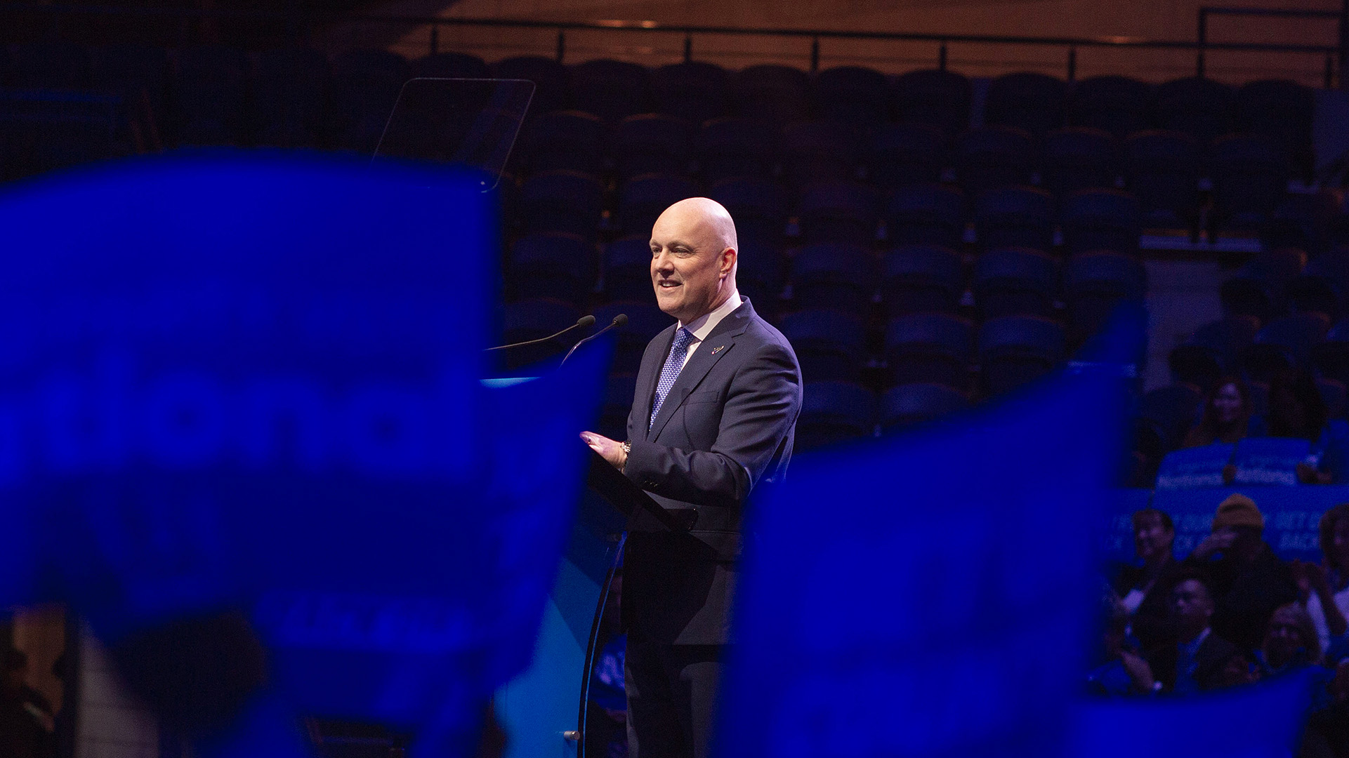 National Party leader Christopher Luxon gives a speech