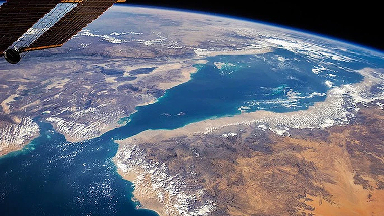 The Bab al-Mandab Strait between Yemen and Djibouti
