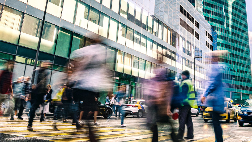 Financial district street scene