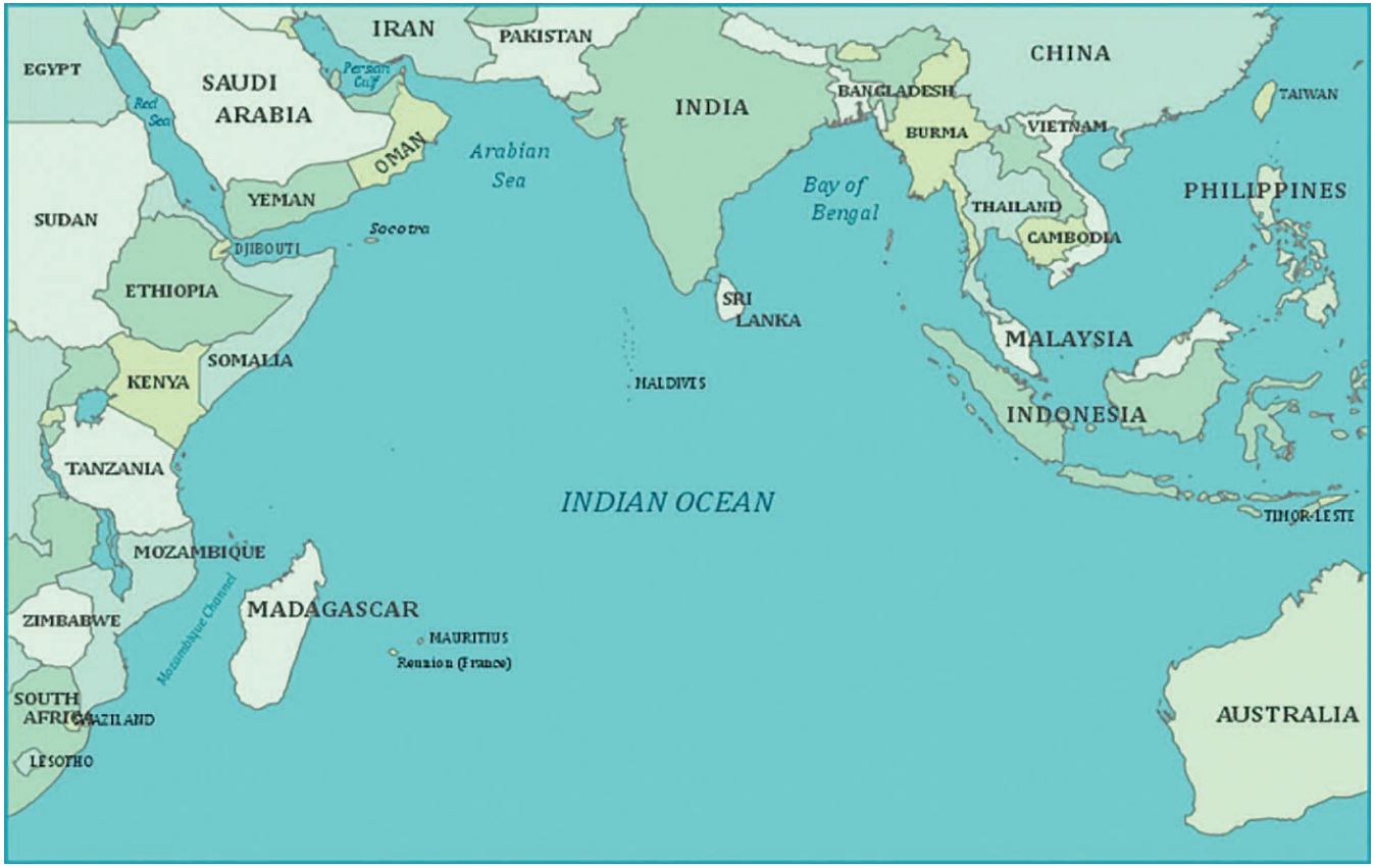 Индийский океан омывает море. Карта стран индийского океана. Акватория индийского океана на карте. Индийский океан на карте. Острова индийского океана на карте.
