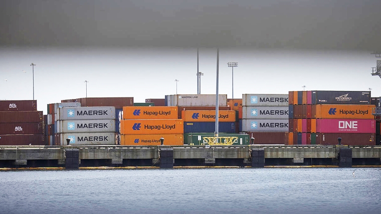 container stacks at a port