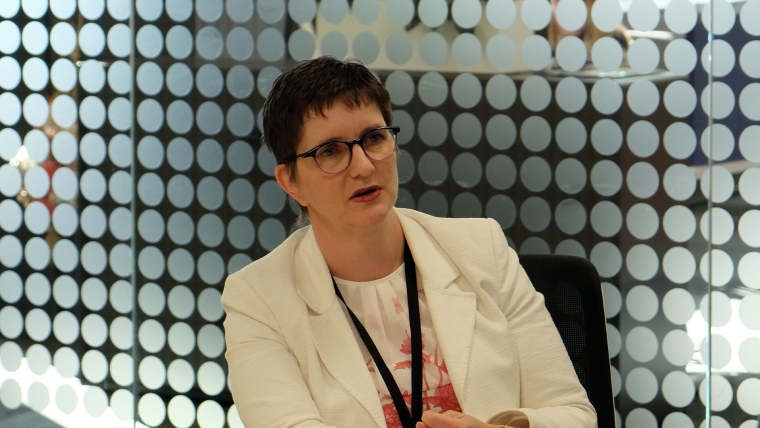 A medium shot of Director-General of Health and Chief Executive of the Ministry of Health Audrey Sonerson. 