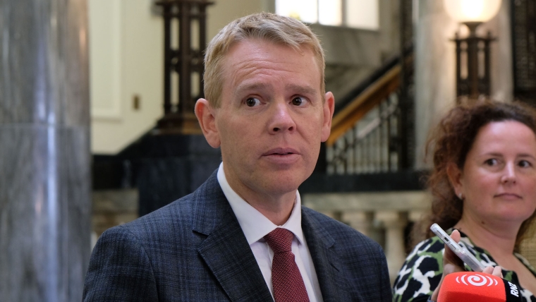 Labour leader Chris Hipkins speaks to reporters. Image source: Mandy Te