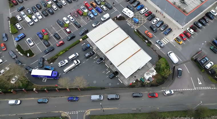 US gas station queue, April 2026