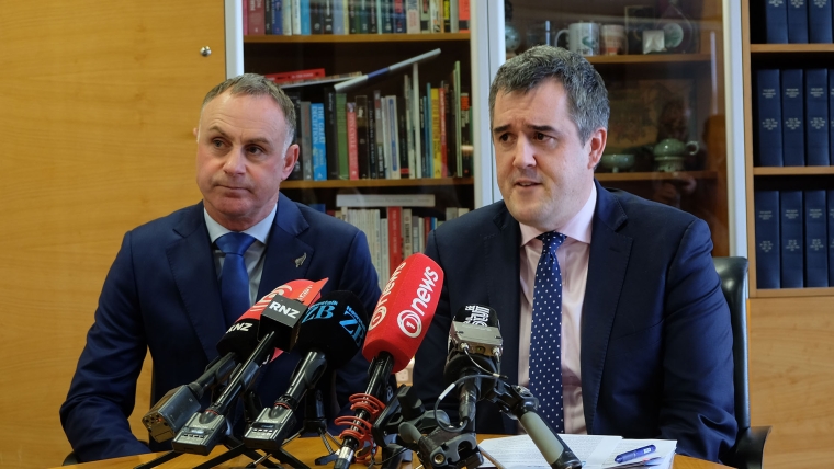 Local Government Minister Simon Watts and RMA Reform and Infrastructure Minister Chris Bishop. 