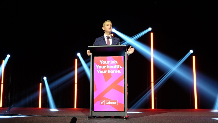Labour leader Chris Hipkins speaks at Labour's congress.