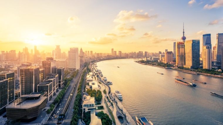 Huangpu River, a 113-kilometer-long tributary of the Yangtze River that bisects Shanghai