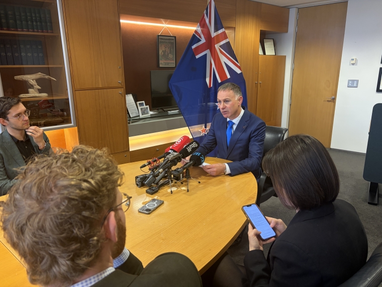 Simon Watts announcing the Government's plans on rates capping - Anna Whyte