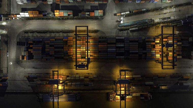 container yard at berth