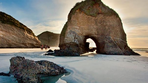 Archway Islands at Wharariki Beach, Cape Farewell