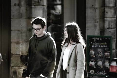 Young couple walking