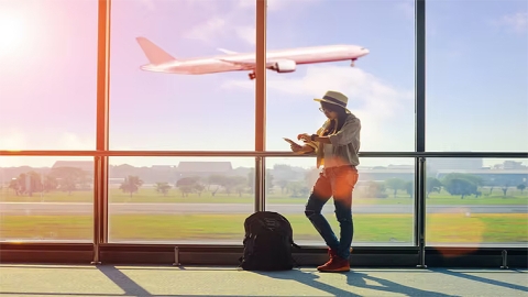 international student at airport