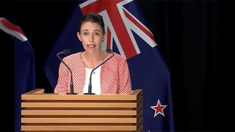 Jacina Ardern at the podium