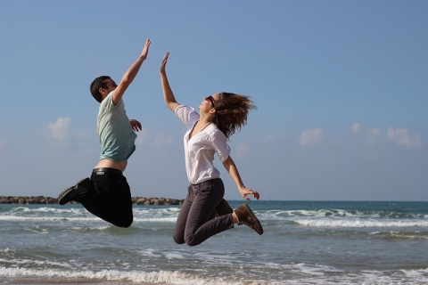 Couple doing a high five