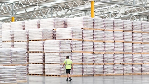 Milk powder stacked in warehouse