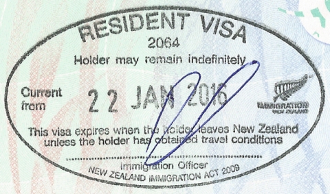 Residence visa stamp