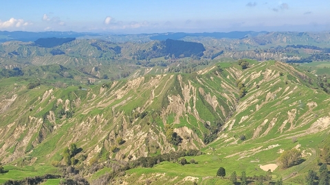 Steeply eroding lands in the Wairoa district, April 2022