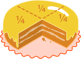 Cake cut into quarters