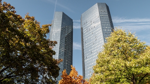 Deutsche Bank towers, Frankfurt, Germany.