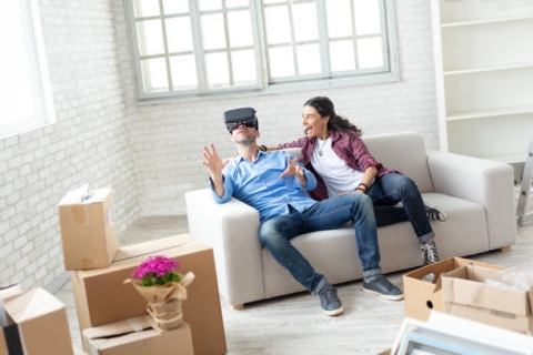 Young couple in house