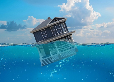 House floating in water