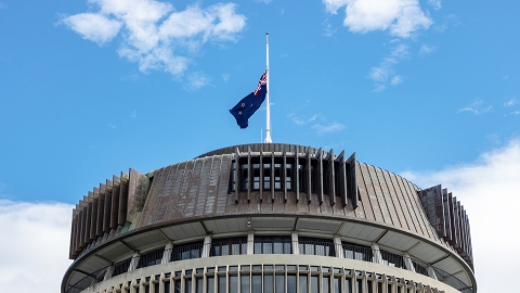 NZ flag at half mast