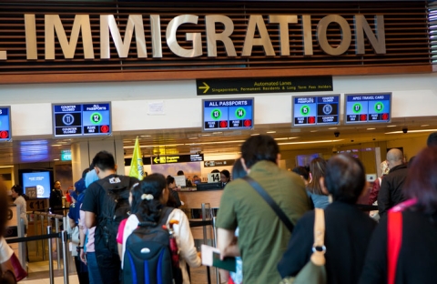 Airport immigration queue