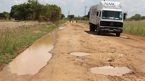 Potholes in rural road