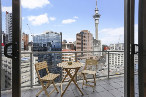 Auckland vista from apartment balcony