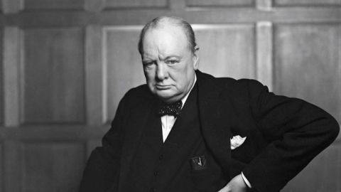 Famous portrait of British Prime Minister Winston Churchill