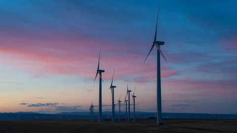 Wind turbines in a late event 