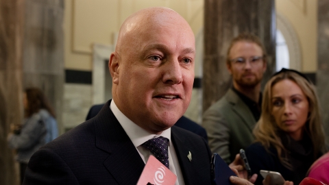 National Party leader Christopher Luxon on the tiles in Parliament