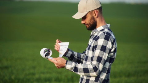 farmer reads document