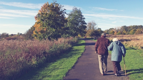 Older couple walking