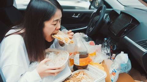 Eating in a car
